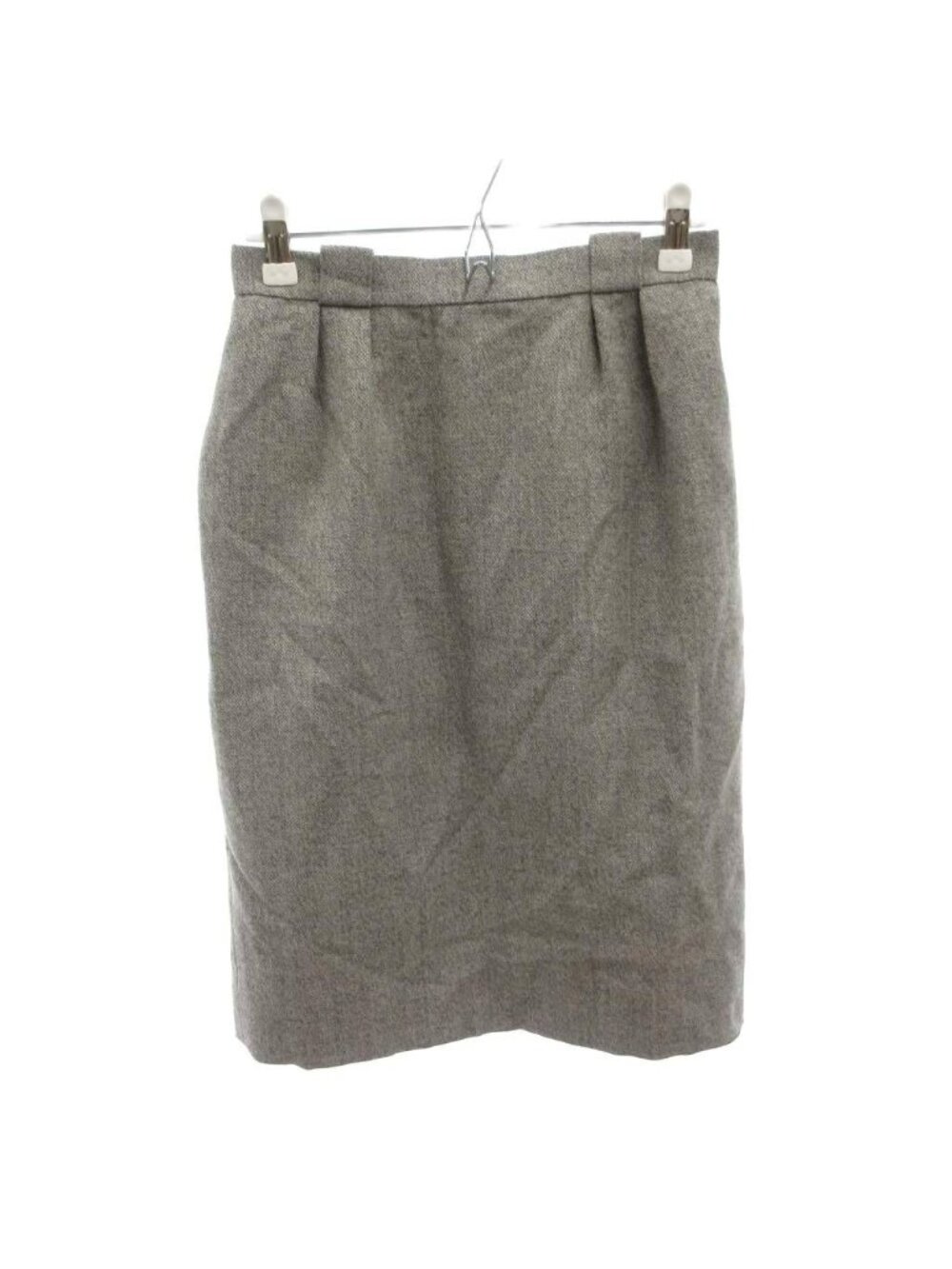 Dior Vintage Pencil Skirt Wool 9 Two Tuck Gray Knee-Length TL